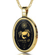 Cancer Necklace Zodiac Pendant 24k Gold Inscribed on Onyx Stone - NanoStyle Jewelry