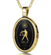 Libra Necklace Zodiac Pendant 24k Gold Inscribed on Onyx Stone - NanoStyle Jewelry
