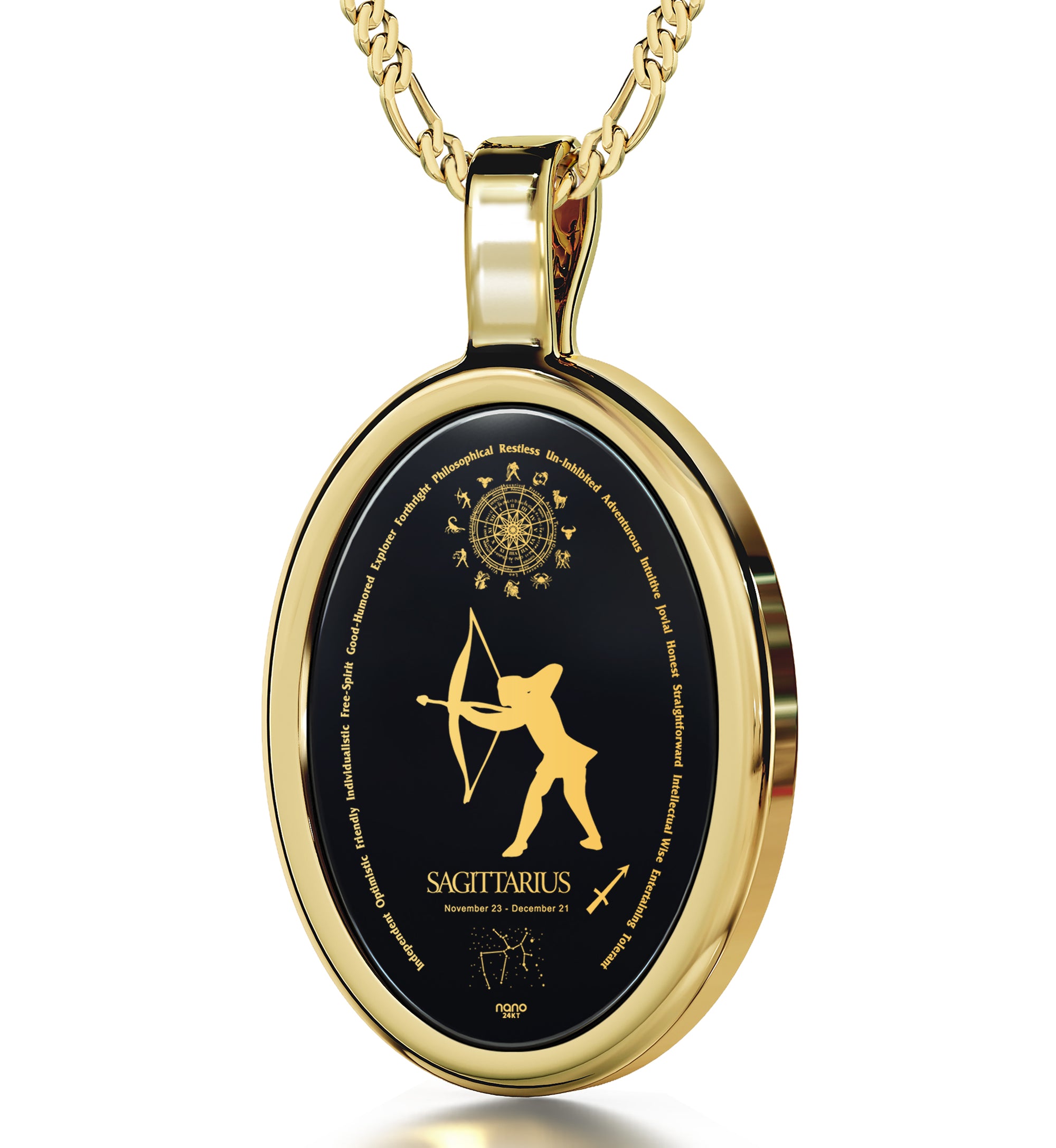 Unique 24k Inscribed Jewelry Only - | Gold NanoStyle World\'s Gift Necklace Sagittarius