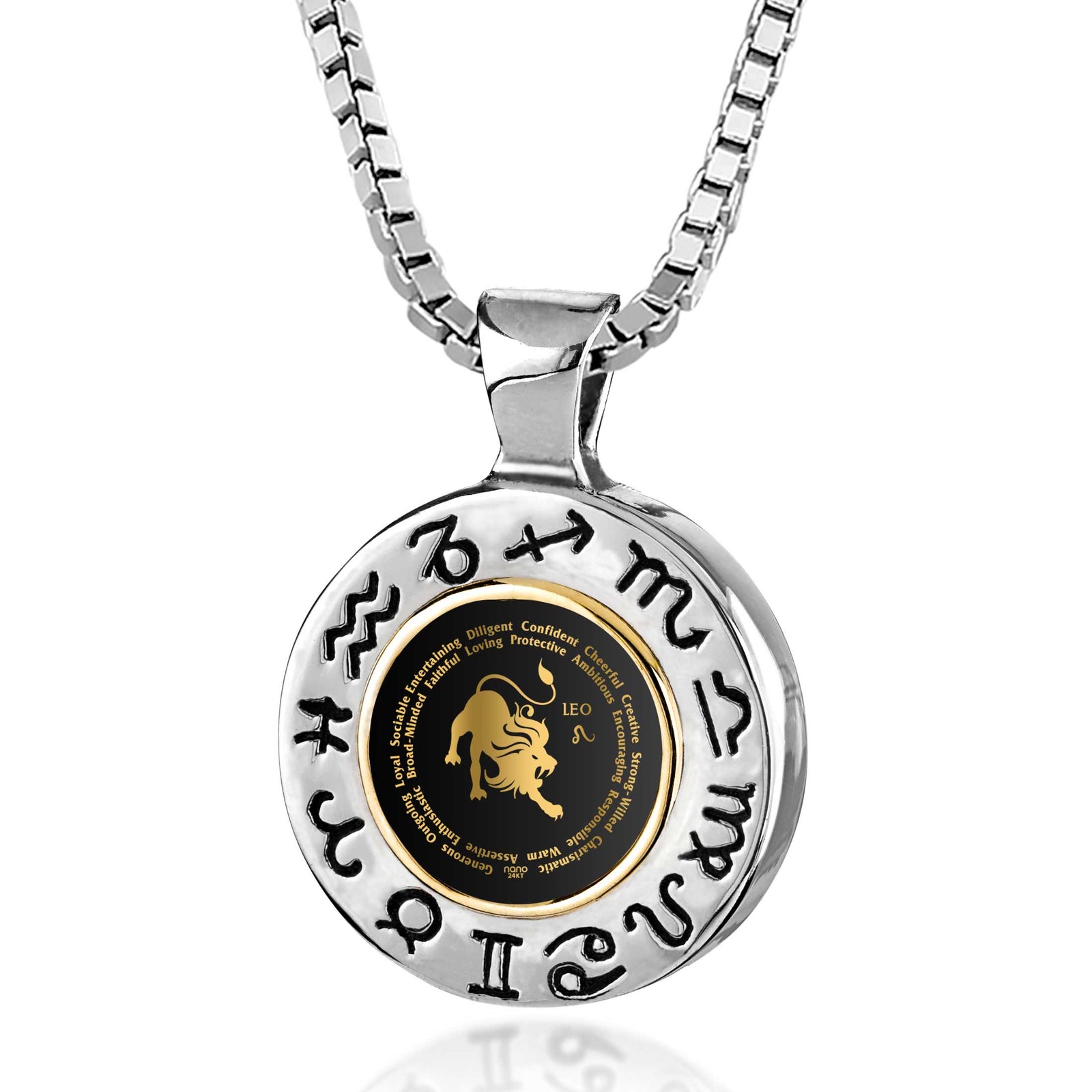 Sterling Silver Leo Necklaces for Lovers of the Zodiac | Inscribed in Gold Birthday Jewelry Gift
