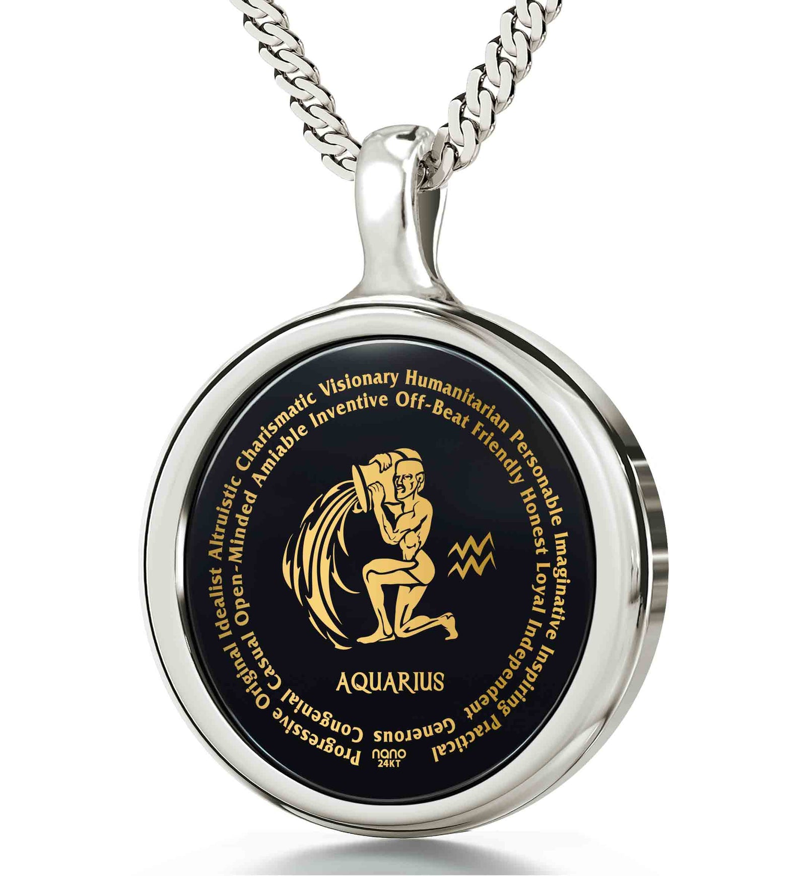 Aquarius Necklaces for Lovers of the Zodiac | Inscribed in 24k Gold Birthday Jewelry Gift