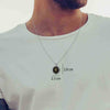 Male Model Wearing Aquarius Necklaces for Lovers of the Zodiac | Inscribed in 24k Gold Zodiac Jewelry