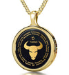 Gold Plated Silver Taurus Necklaces for Lovers of the Zodiac | Inscribed in Gold Birthday Jewelry Gift