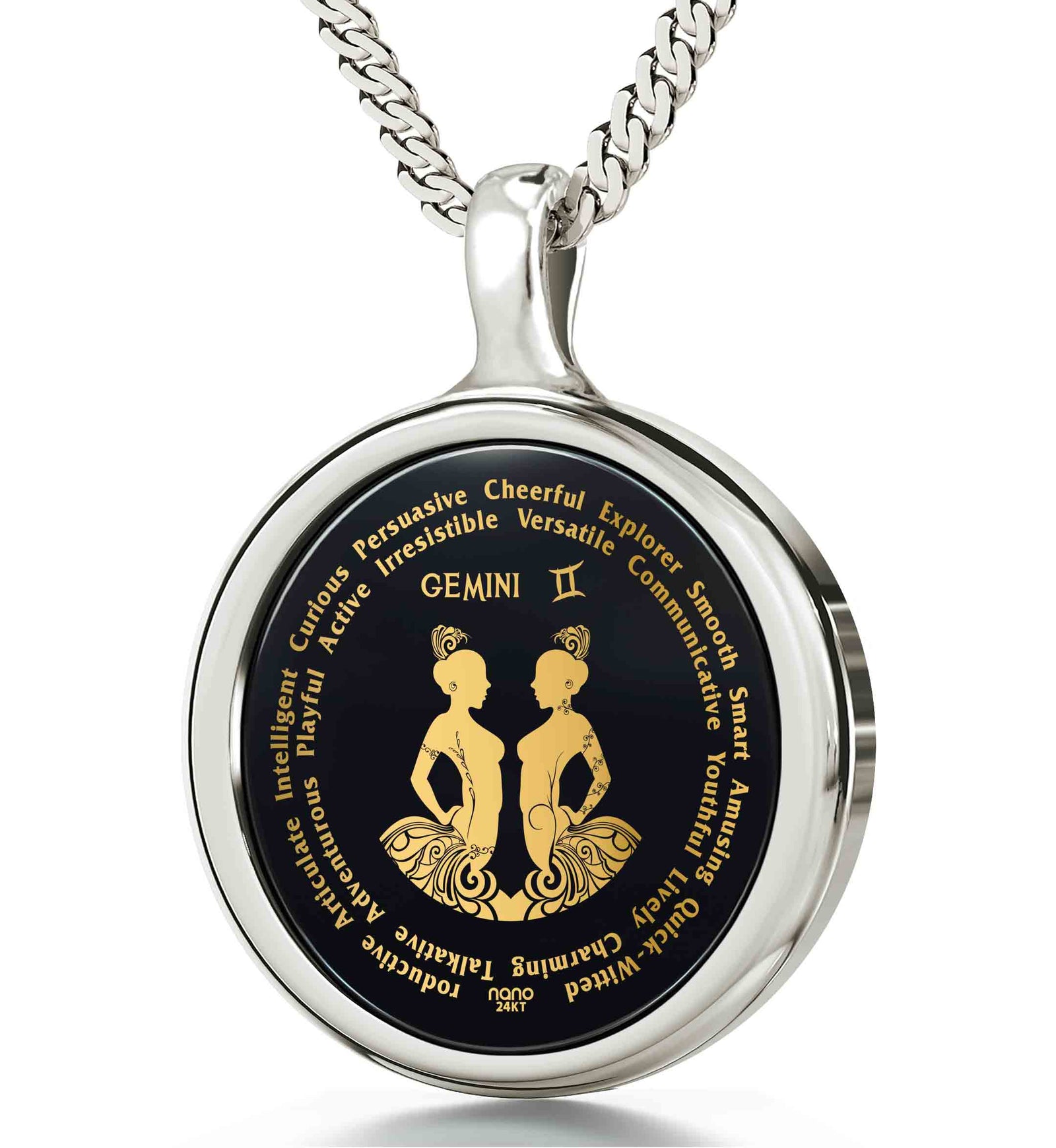 Gemini Necklaces for Lovers of the Zodiac Gift 24k Gold Inscribed Jewelry Birthday Gift		