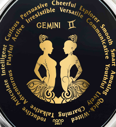Gemini Necklaces for Lovers of the Zodiac Gift 24k Gold Inscribed Jewelry Birthday Gift		