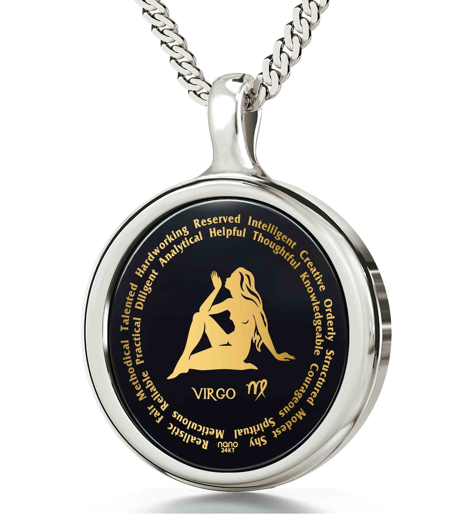Sterling Silver Virgo Necklaces for Lovers of the Zodiac | Inscribed in Gold Birthday Jewelry Gift