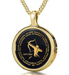 Gold Plated Silver Sagittarius Necklaces for Lovers of the Zodiac | Inscribed in Gold Birthday Jewelry Gift