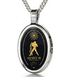 Aquarius Necklace Zodiac Pendant 24k Gold Inscribed on Onyx Stone - NanoStyle Jewelry