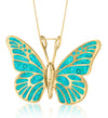 Turquoise Butterfly Charm Handmade Jewelry, Gold Plated Sterling Silver Anniversary Violet Butterfly Pendant Chain, Christmas Gifts for Her