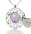 Silver Serenity Prayer Necklace Mandala Pendant Inscribed in 24k Gold