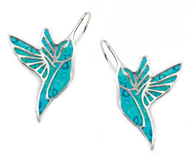 925 Sterling Silver Hummingbird Dangle Earrings