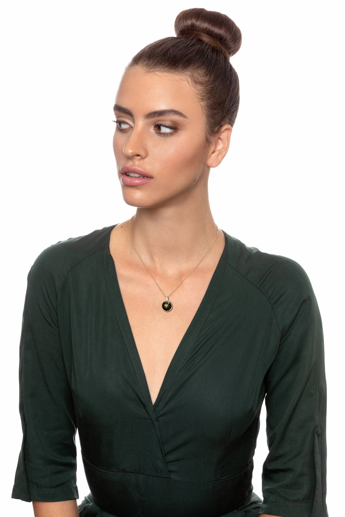 NanoStyle 'I Love You' Jewelry Set - 120 Languages Gold Inscribed Heart Necklace & Crystal Earrings