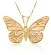 Cream-colored Polymer Clay Butterfly Necklace Handmade Jewelry, Gold Plated Sterling Silver Anniversary Butterfly Pendant, Perfect Christmas Gifts for Girls