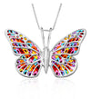 Colorful Butterfly Necklace Handmade Jewelry, Sterling Silver Anniversary Butterfly Pendant Charm, Christmas Gifts for Wife