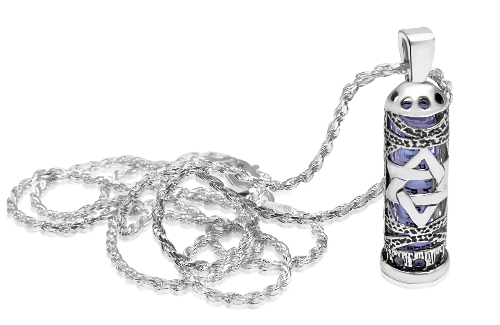 NanoStyle Mezuzah Necklace with Scroll Star of David Pendant