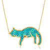 Gold plated Turquoise necklace sleeping cat pendant birthday gift