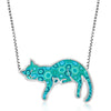 Turquoise Cat Necklace - Sleeping cat pendant Gift for Cat lover