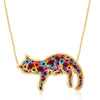 Gold Plated Colorful Cat Necklace - Sleeping cat pendant Gift for Cat Mom