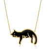 Gold Plated Black Cat Necklace - Sleeping cat pendant Gift for Cat lover