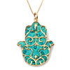 Gold Plated 925 Silver Hamsa Necklace Handcrafted Fleur de Lis Pendant - NanoStyle Jewelry