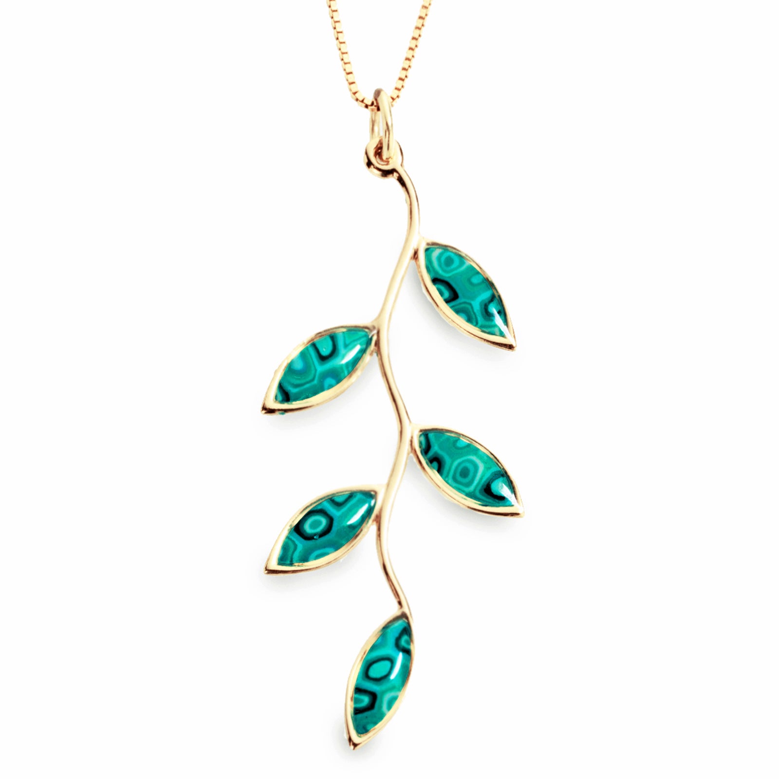 Gold Plated Sterling Silver Olive Leaf Necklace Pendant