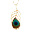 Gold Plated 925 Sterling Silver Peacock Feather Necklace Handcrafted Pendant - NanoStyle Jewelry