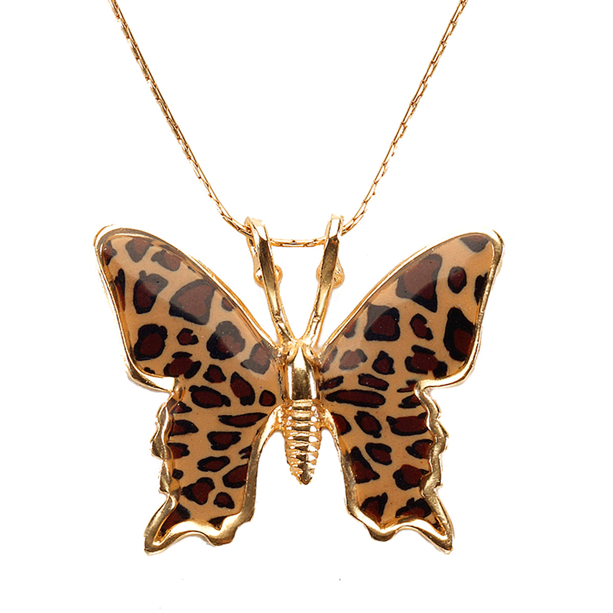24k Gold Filled Rolo Cable Chain with Gold Enamel Monarch Butterfly Pendant  - Mels Jewels