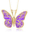 Purple Butterfly Charm Handmade Jewelry, Gold Plated Sterling Silver Anniversary Violet Butterfly Pendant Chain, Christmas Gifts for Mother
