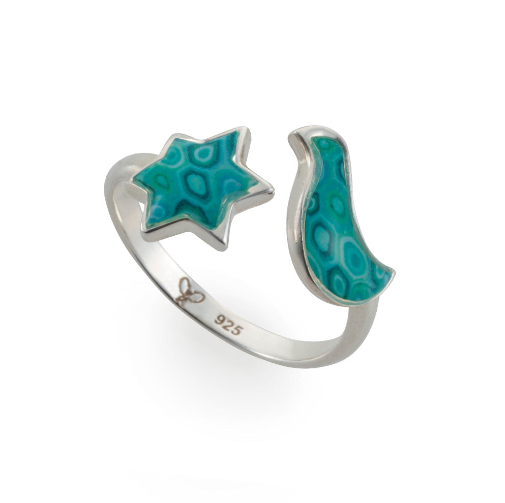 925 Sterling Silver Star of David and Dove Wrap Ring Adjustable Sizes 6 - 7 - NanoStyle Jewelry