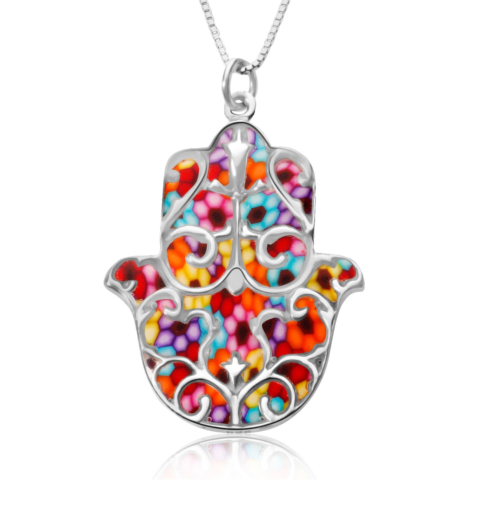 925 Sterling Silver Hamsa Necklace Handcrafted Fleur de Lis Pendant - NanoStyle Jewelry