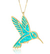 Gold plated silver polymer clay hummingbird charm necklace - NanoStyle Jewelry