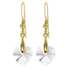 Gold Plated Silver Swarovski Crystal Heart Drop Earrings